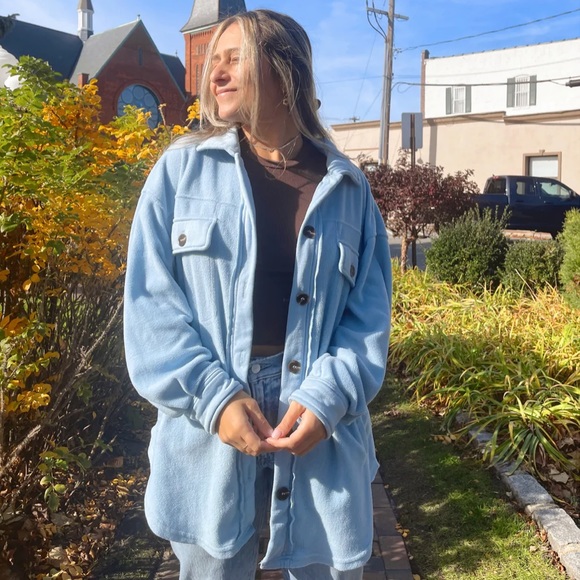 NWOT- THREAD & SUPPLY- Shirt Jacket in sky blue size L - Picture 7 of 10